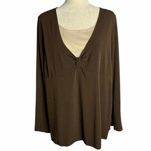 Cato Woman Layered Look Bell Sleeve Blouse 25PE